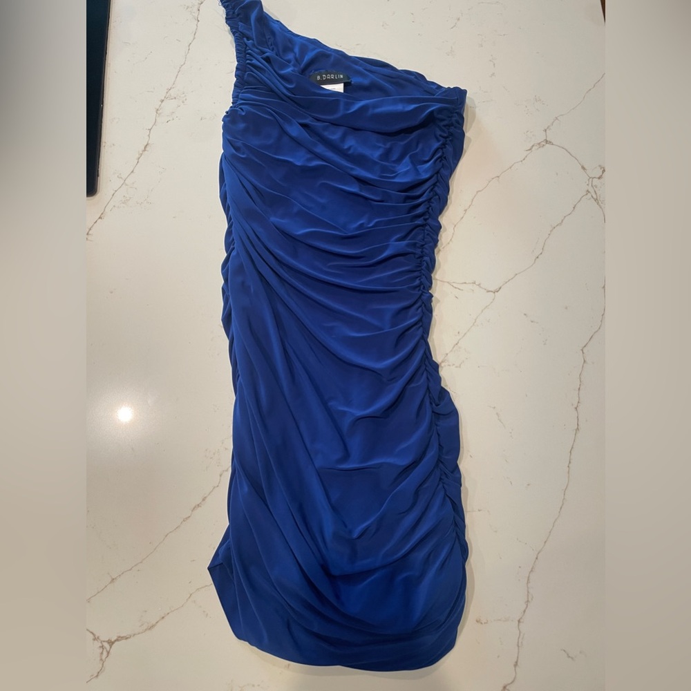 B Darlin Blue Ruched Party Formal Dress